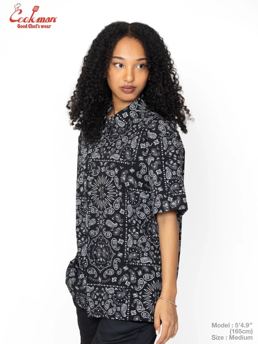 画像8: COOKMAN  ワークシャツ Work Shirts Short Sleeve Light Paisley Black (8)