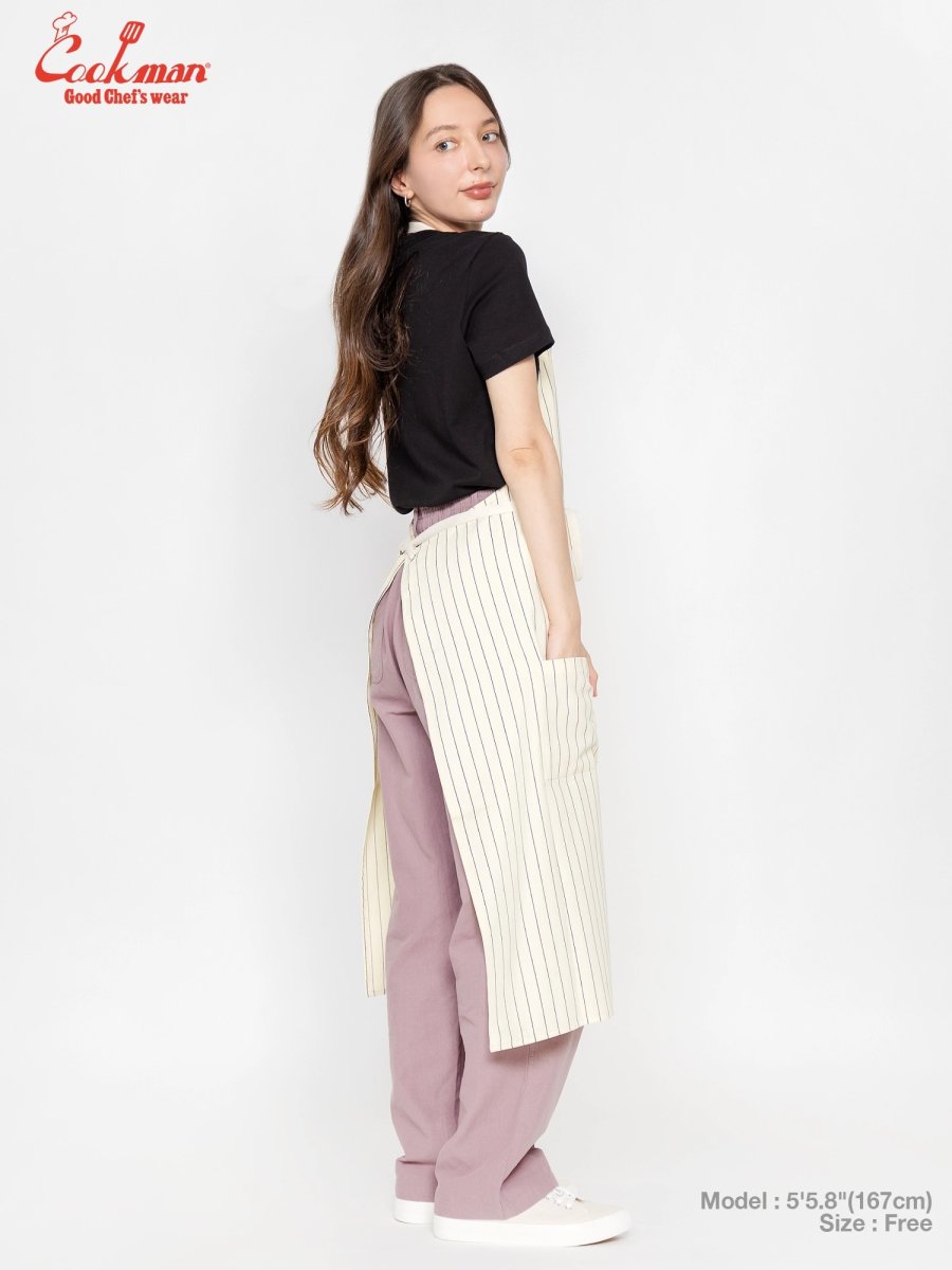 画像15: COOKMAN  ロングエプロン Long Apron Herringbone Stripe Cream (15)