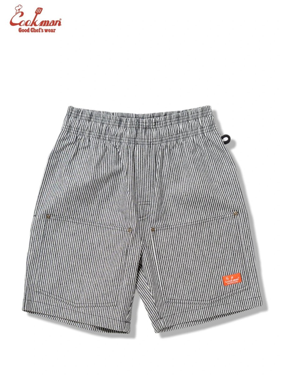 画像1: COOKMAN  シェフパンツ Chef Pants Short Front Pocket Hickory Black (1)