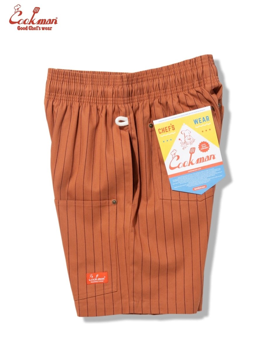 画像13: COOKMAN  シェフパンツ Chef Pants Short Front PocketHerringbone Stripe Brick (13)