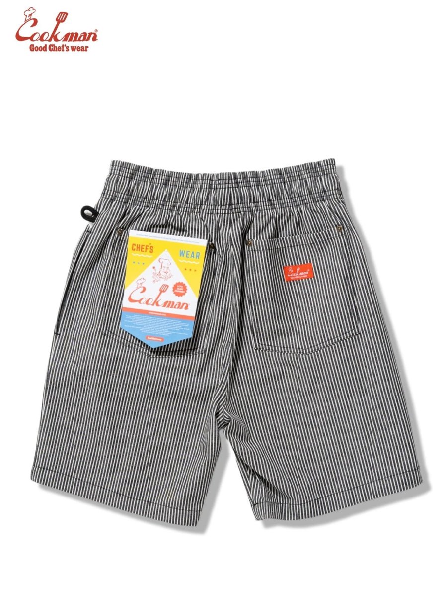 画像3: COOKMAN  シェフパンツ Chef Pants Short Front Pocket Hickory Black (3)