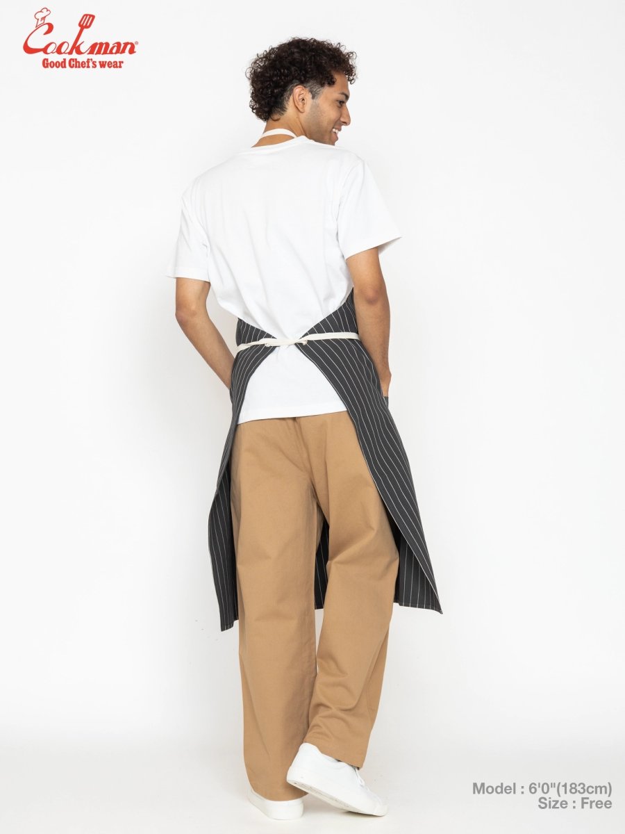 画像13: COOKMAN  ロングエプロン Long Apron Herringbone Stripe Charcoal (13)