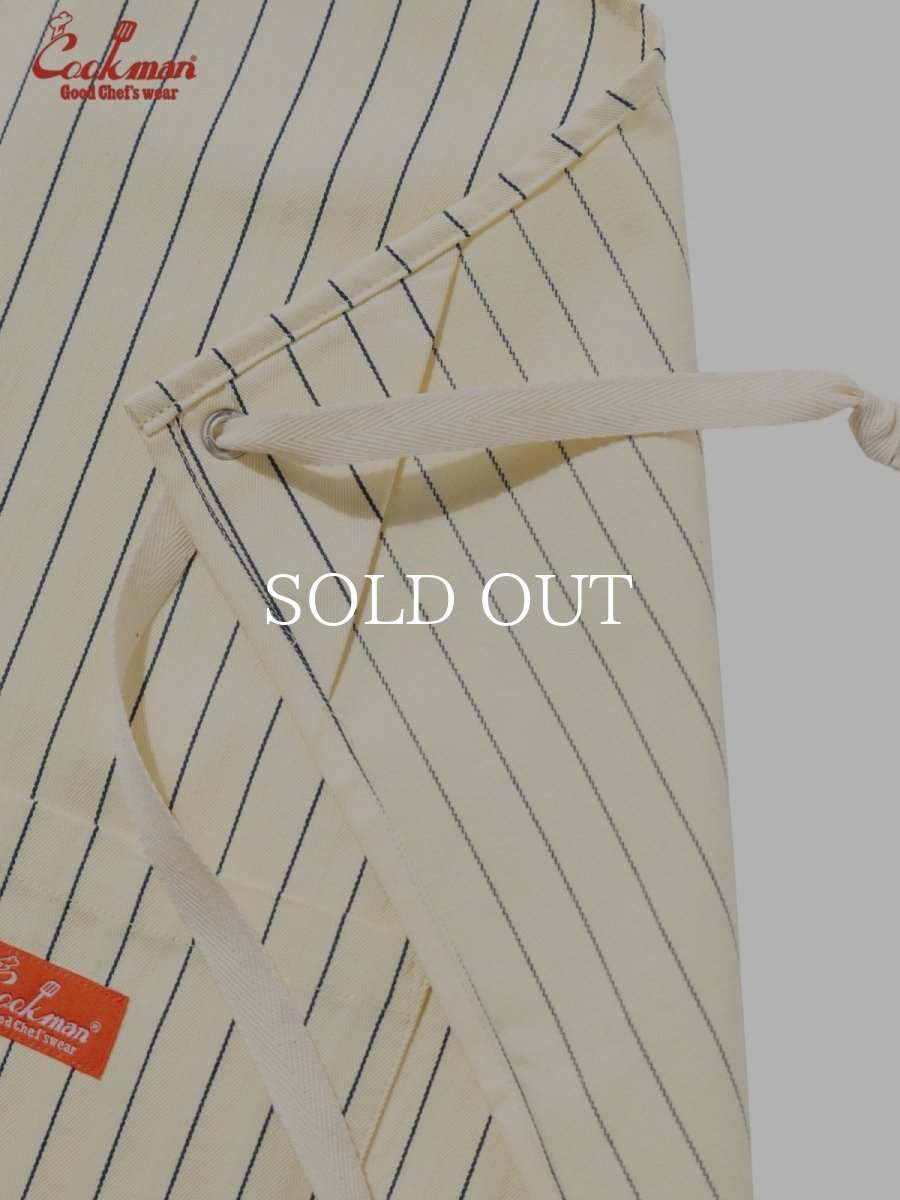 画像3: COOKMAN  ロングエプロン Long Apron Herringbone Stripe Cream (3)