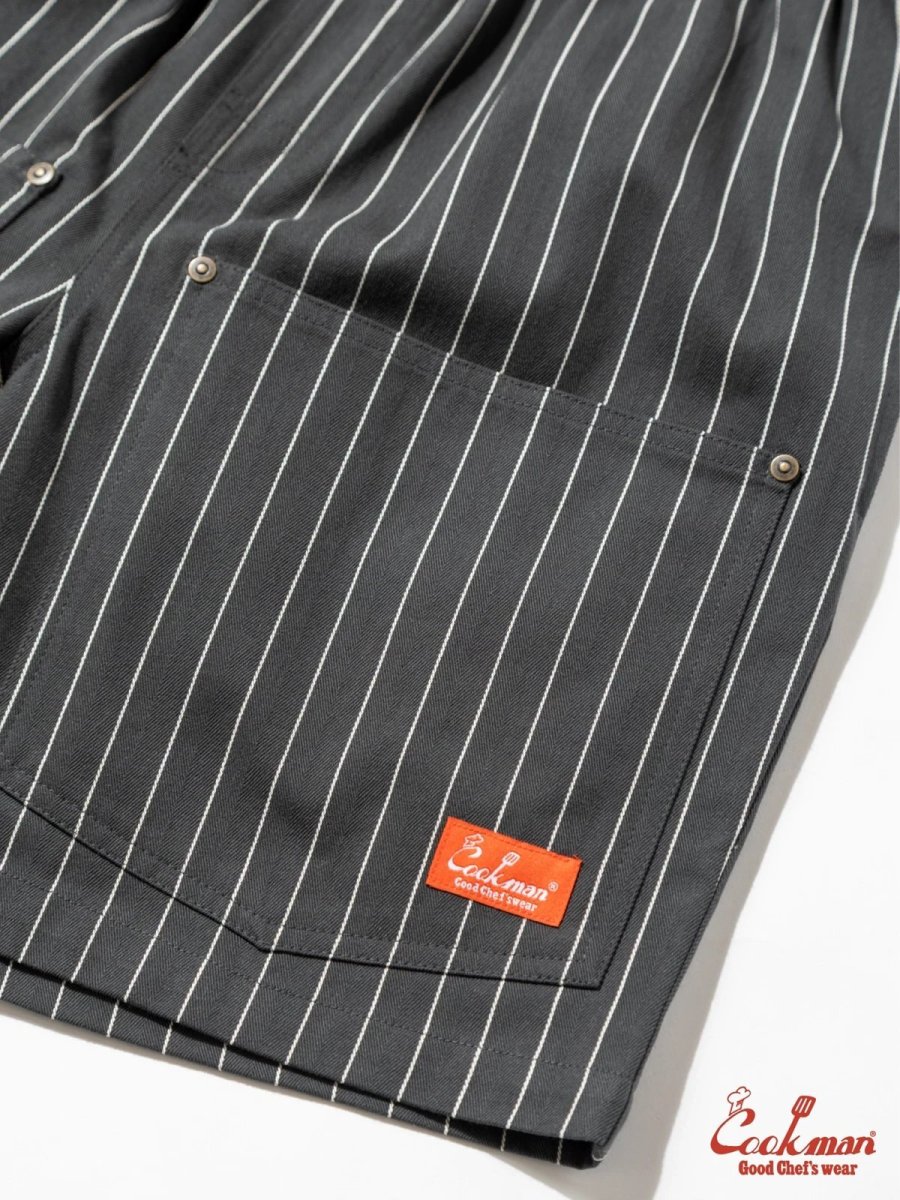 画像19: COOKMAN  シェフパンツ Chef Pants Short Front Pocket Herringbone Stripe Charcoal (19)