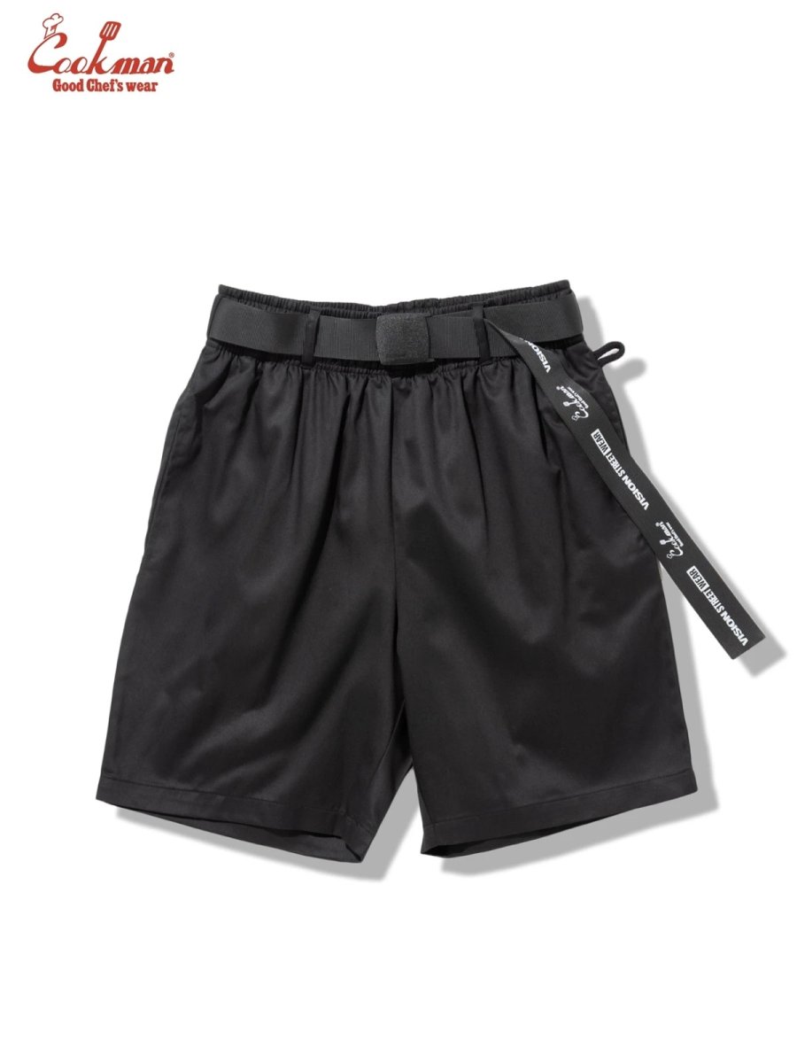 画像2: COOKMAN  シェフパンツ Chef Pants Short Black Belt Vision Black (2)