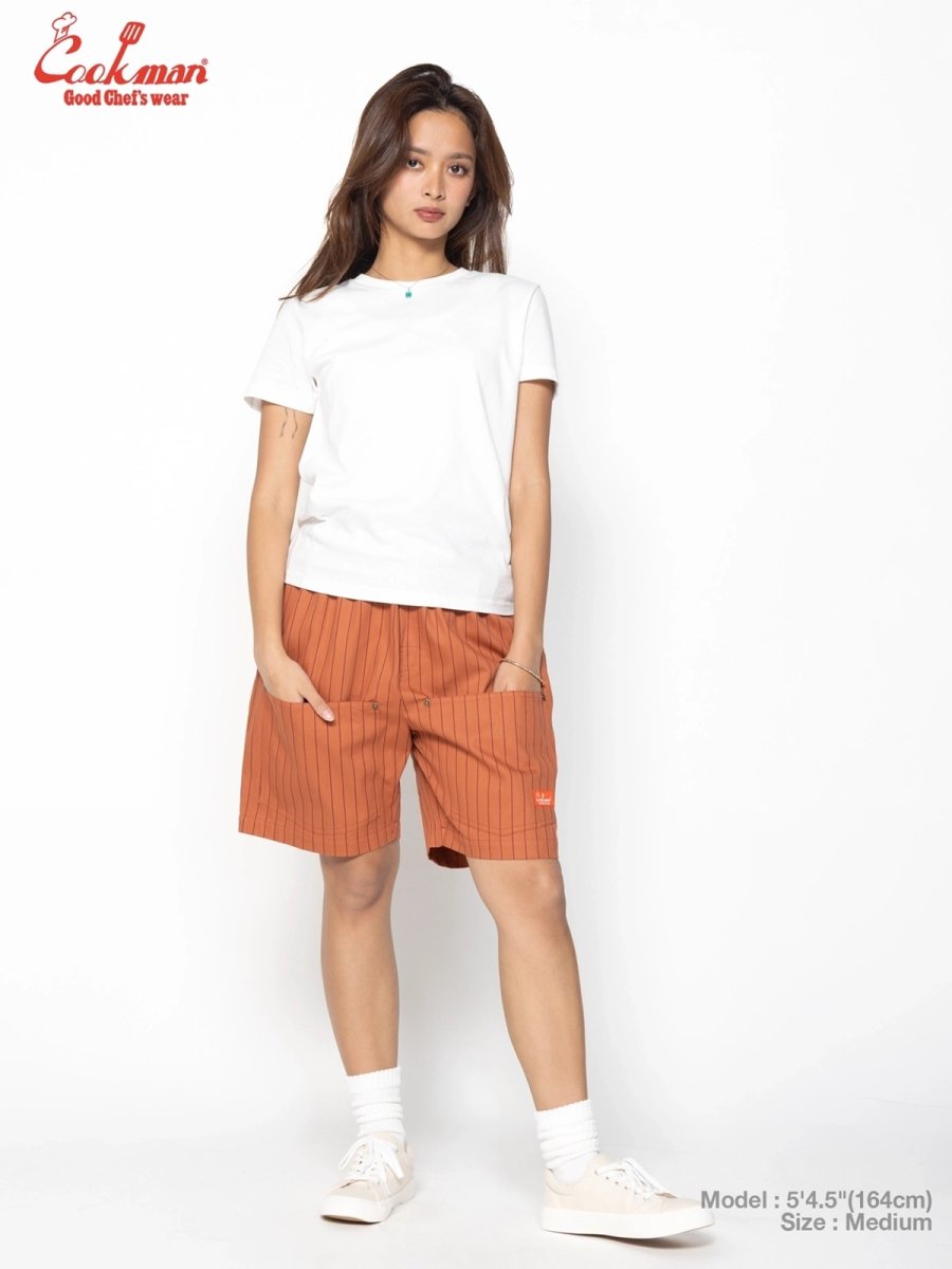 画像11: COOKMAN  シェフパンツ Chef Pants Short Front PocketHerringbone Stripe Brick (11)