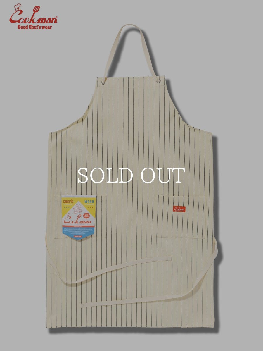 画像2: COOKMAN  ロングエプロン Long Apron Herringbone Stripe Cream (2)