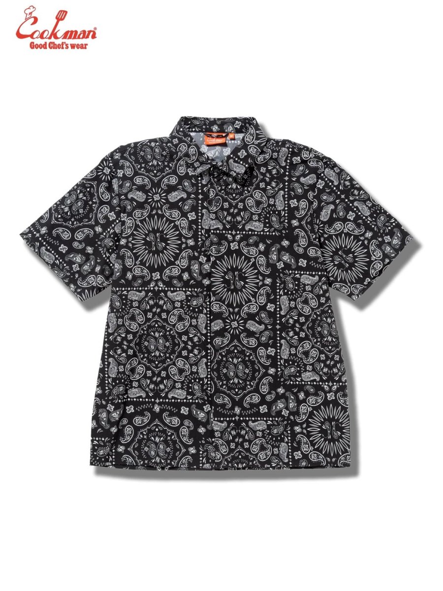画像1: COOKMAN  ワークシャツ Work Shirts Short Sleeve Light Paisley Black (1)