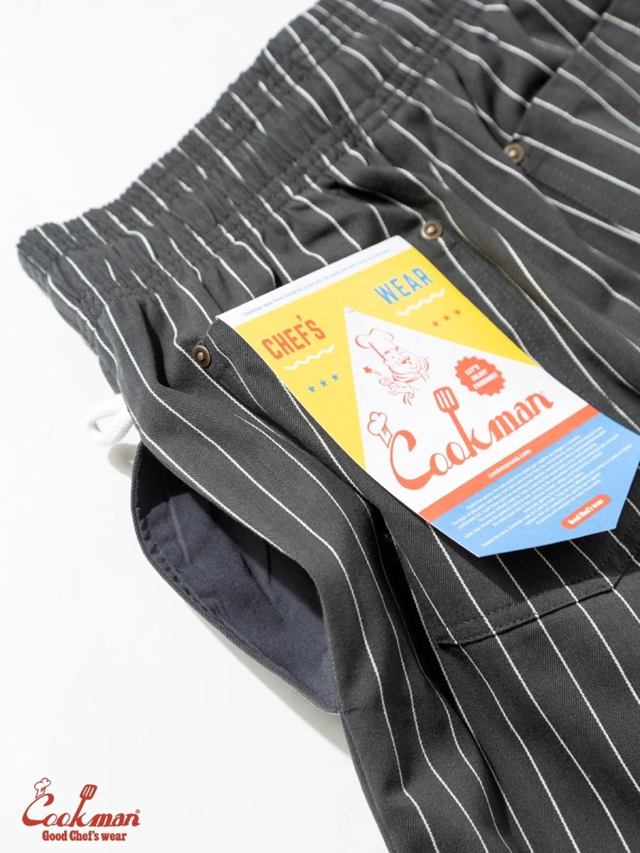 画像18: COOKMAN  シェフパンツ Chef Pants Short Front Pocket Herringbone Stripe Charcoal (18)