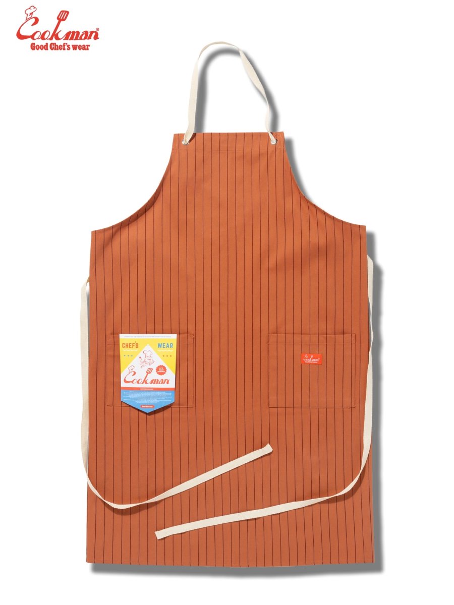 画像2: COOKMAN  ロングエプロン Long Apron Herringbone Stripe Brick (2)