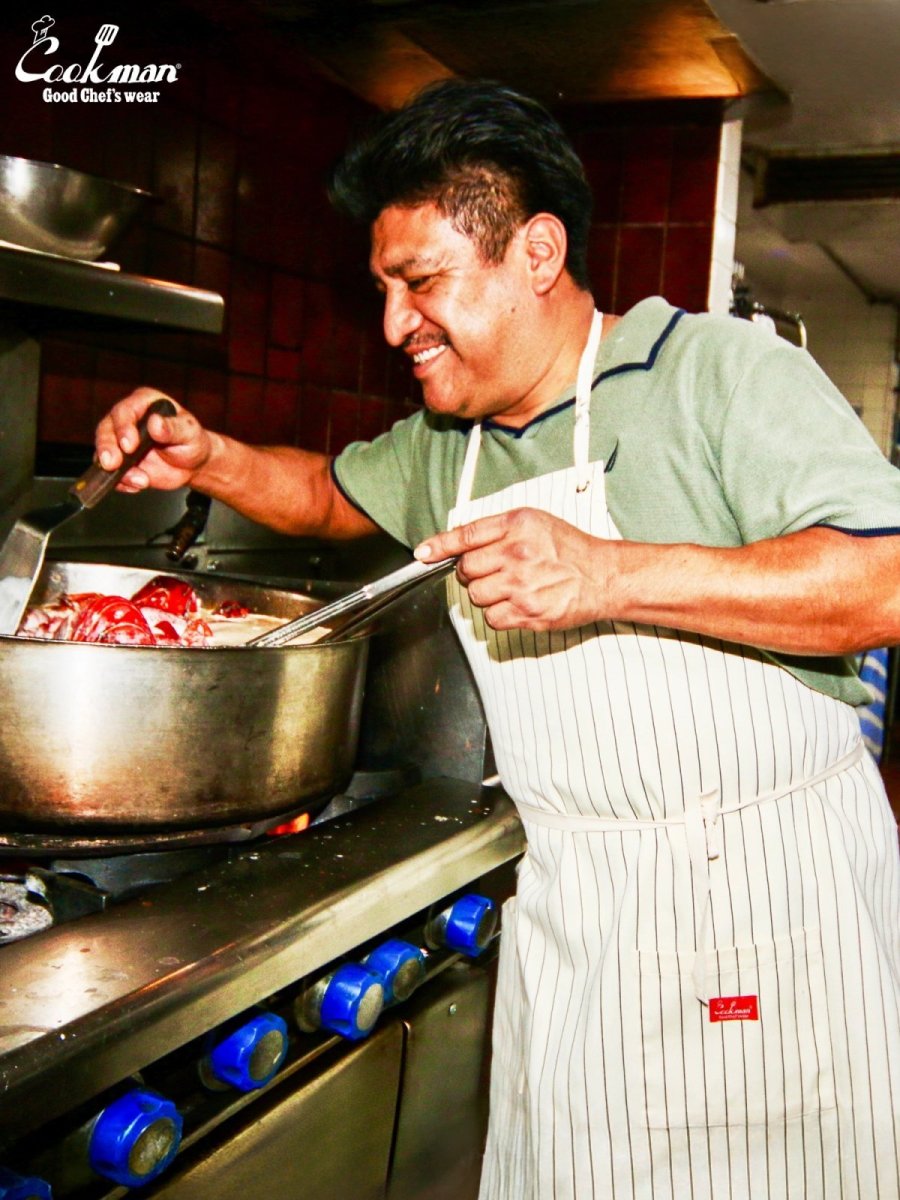 画像8: COOKMAN  ロングエプロン Long Apron Herringbone Stripe Cream (8)