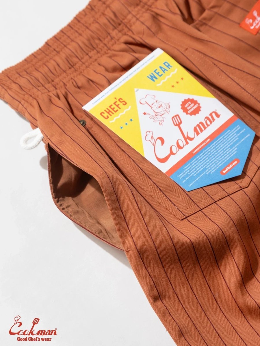 画像17: COOKMAN  シェフパンツ Chef Pants Short Front PocketHerringbone Stripe Brick (17)