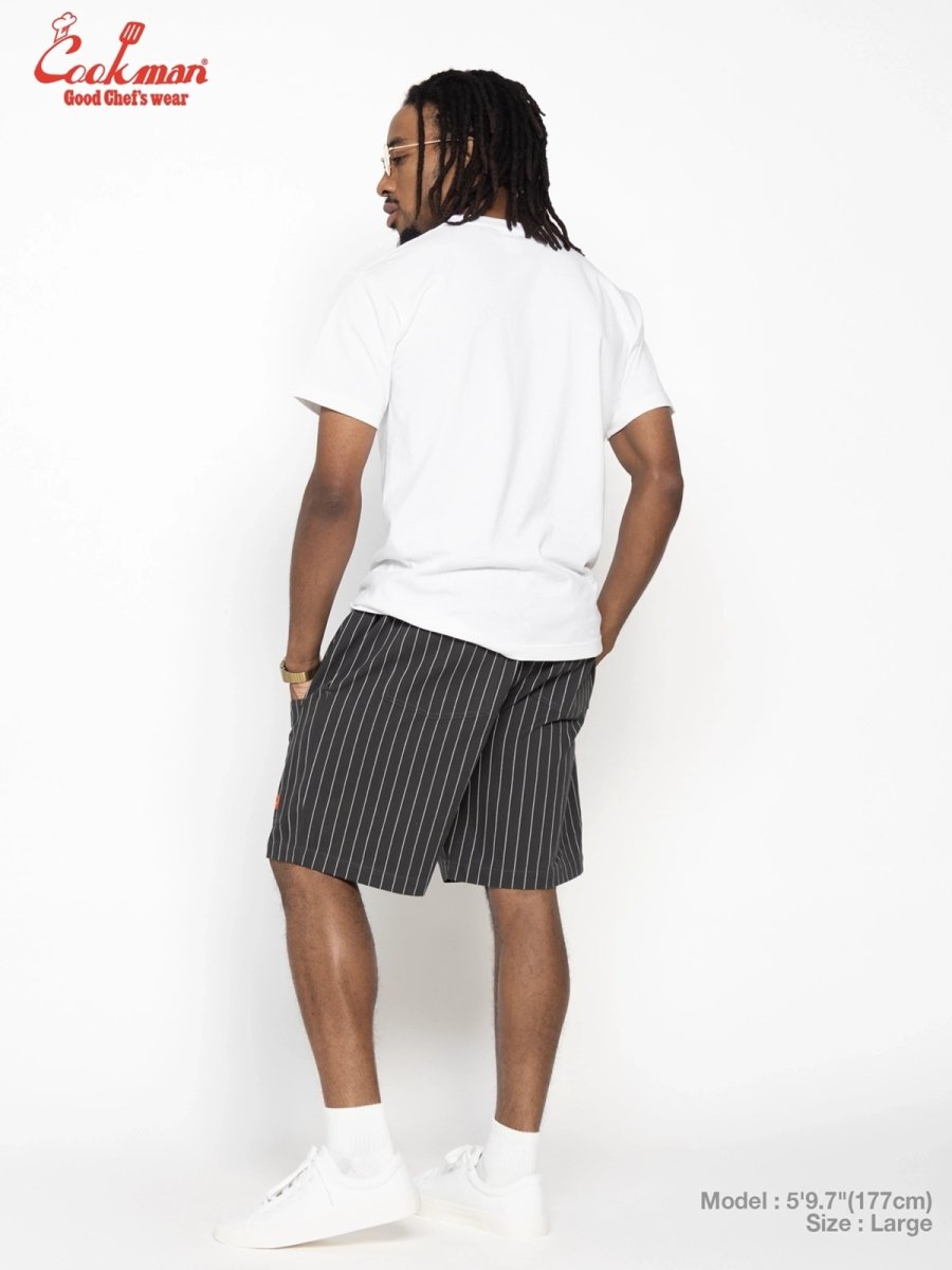 画像7: COOKMAN  シェフパンツ Chef Pants Short Front Pocket Herringbone Stripe Charcoal (7)