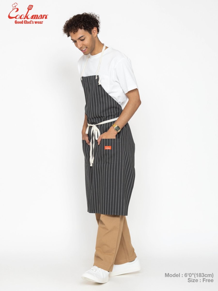 画像12: COOKMAN  ロングエプロン Long Apron Herringbone Stripe Charcoal (12)