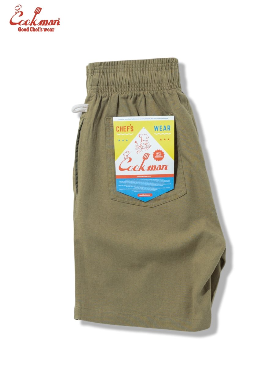 画像3: COOKMAN  シェフパンツ Chef Pants Short Linen Olive (3)
