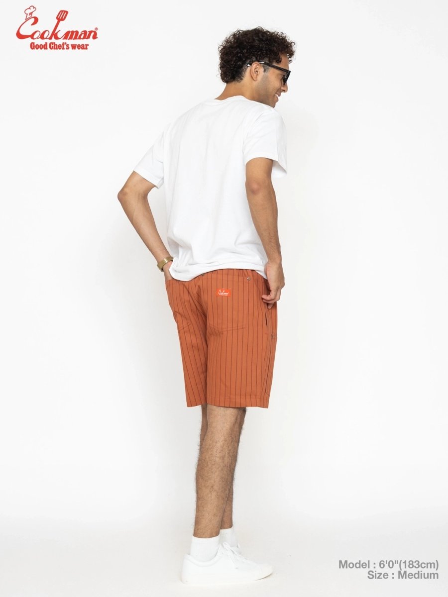 画像6: COOKMAN  シェフパンツ Chef Pants Short Front PocketHerringbone Stripe Brick (6)