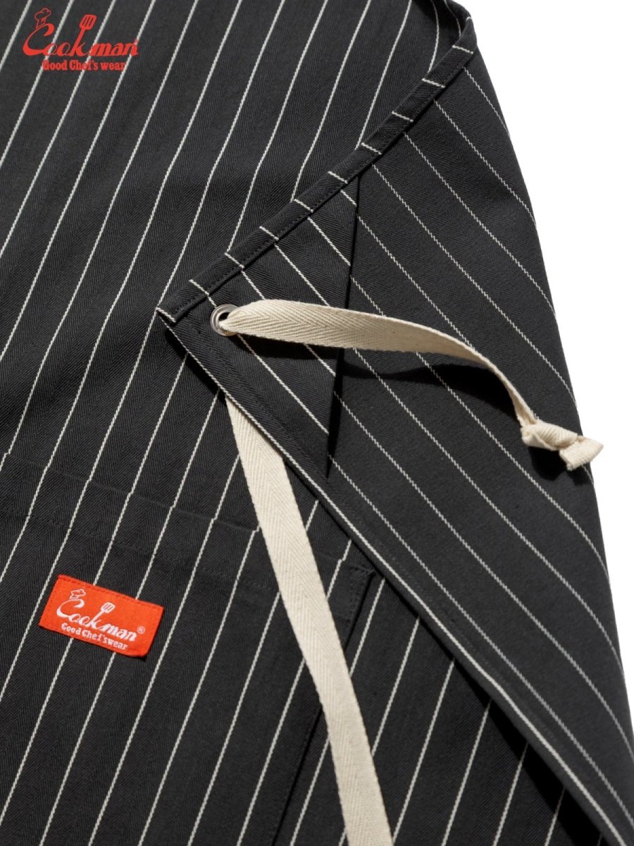 画像4: COOKMAN  ロングエプロン Long Apron Herringbone Stripe Charcoal (4)