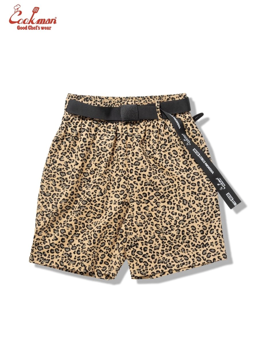 画像2: COOKMAN  シェフパンツ Chef Pants Short Black Belt Vision Leopard Beige (2)