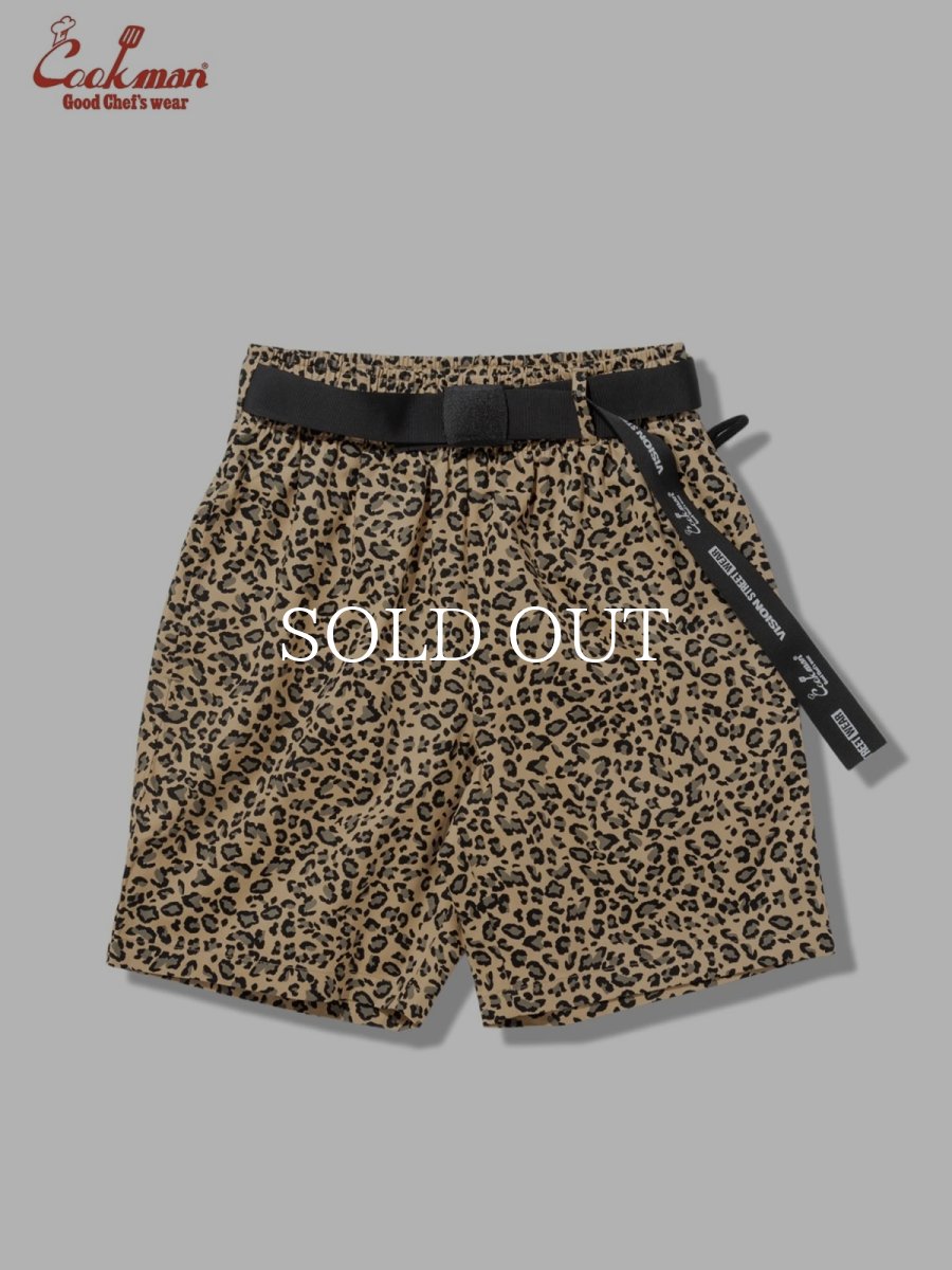 画像2: COOKMAN  シェフパンツ Chef Pants Short Black Belt Vision Leopard Beige (2)