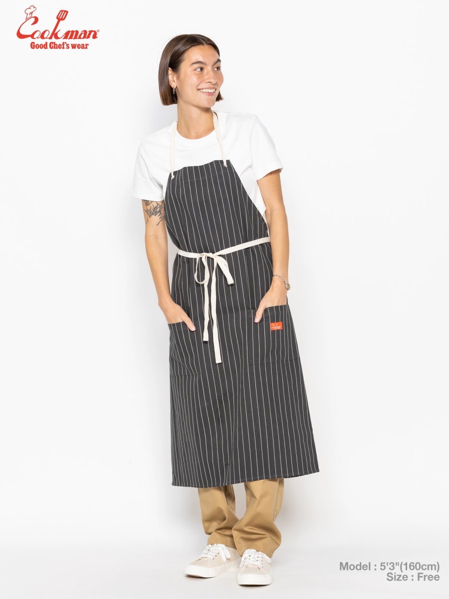 画像14: COOKMAN  ロングエプロン Long Apron Herringbone Stripe Charcoal (14)
