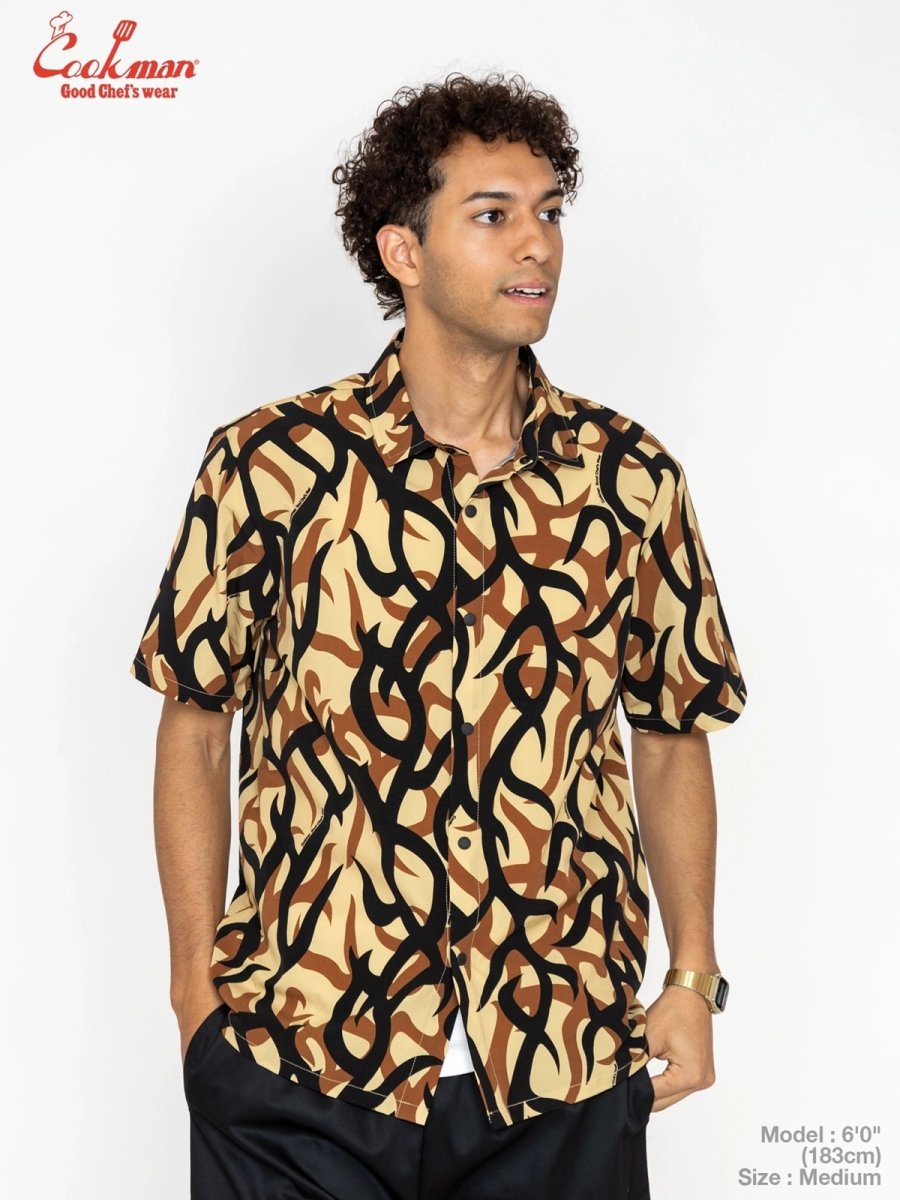 画像5: COOKMAN  ワークシャツ Work Shirts Short Sleeve Light Tribal Camo Beige (5)