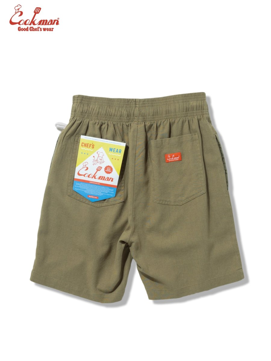 画像2: COOKMAN  シェフパンツ Chef Pants Short Linen Olive (2)