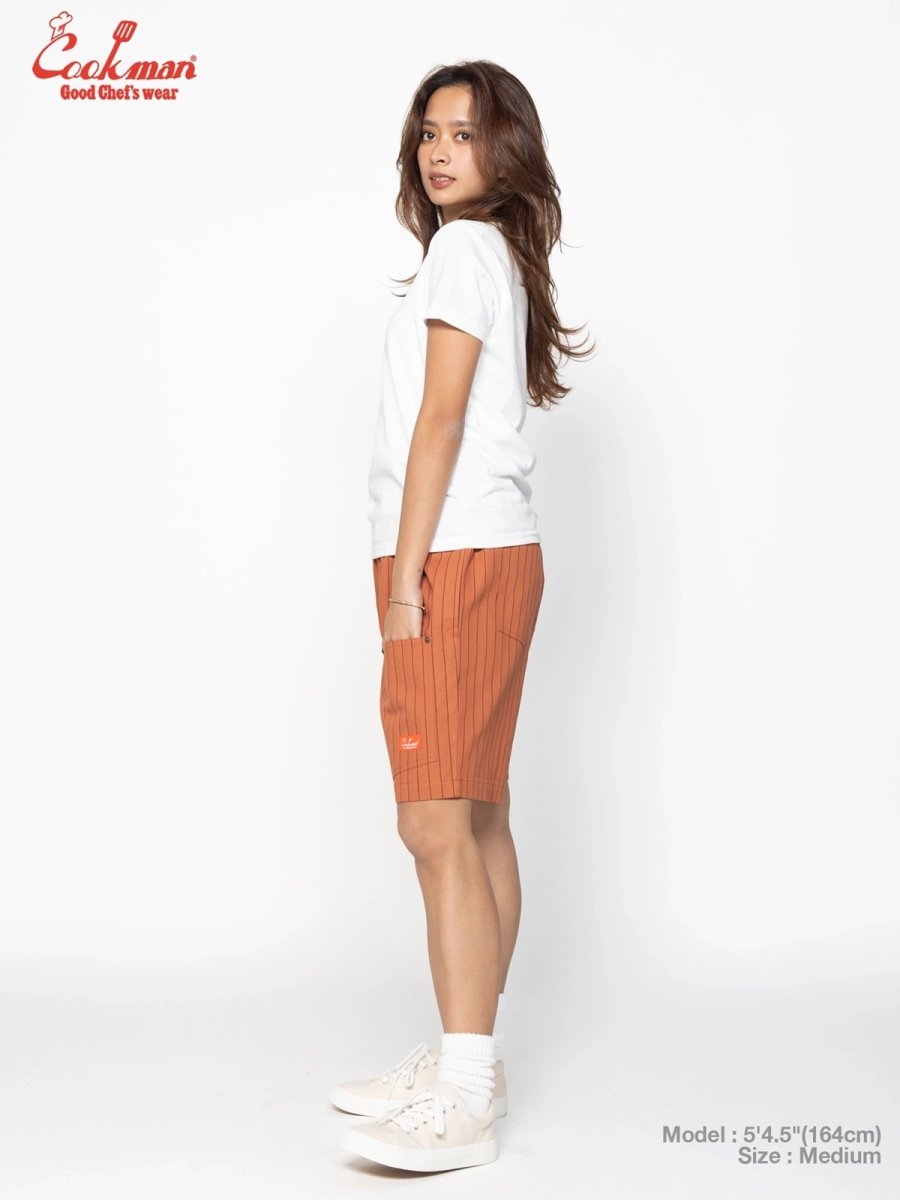 画像10: COOKMAN  シェフパンツ Chef Pants Short Front PocketHerringbone Stripe Brick (10)