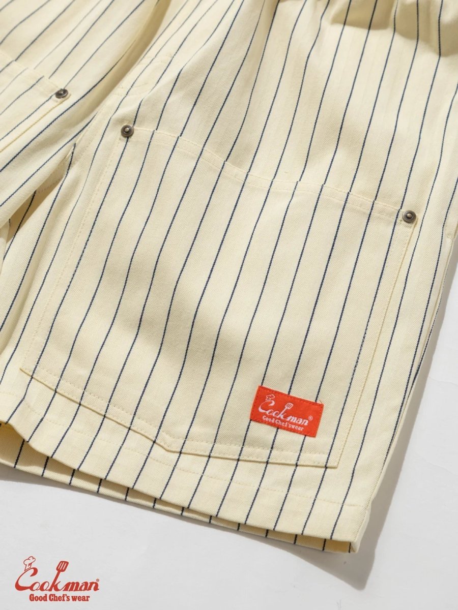 画像19: COOKMAN  シェフパンツ Chef Pants Short Front PocketHerringbone Stripe Cream (19)