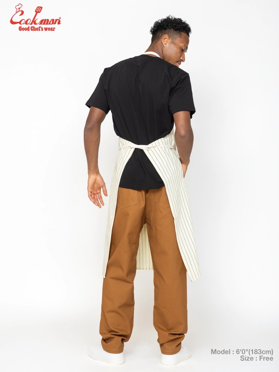 画像13: COOKMAN  ロングエプロン Long Apron Herringbone Stripe Cream (13)