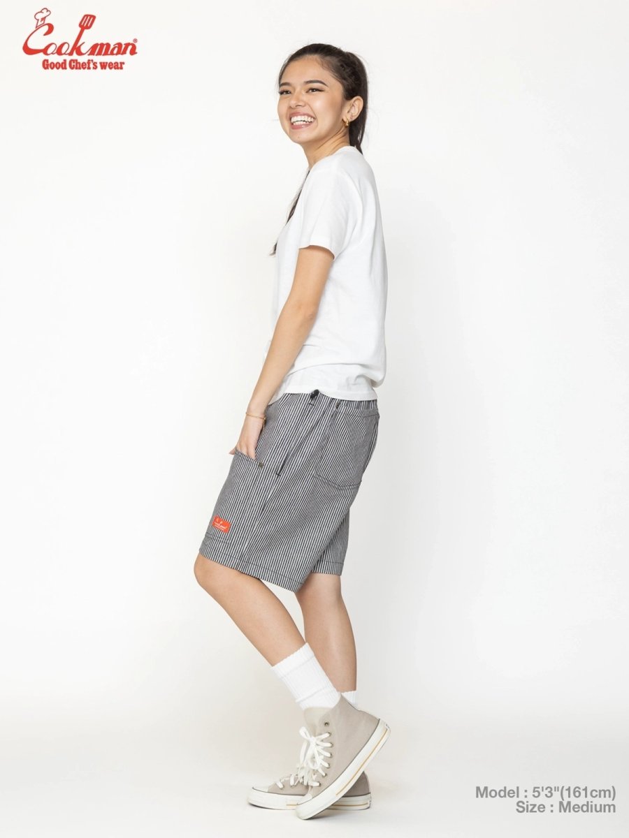 画像12: COOKMAN  シェフパンツ Chef Pants Short Front Pocket Hickory Black (12)