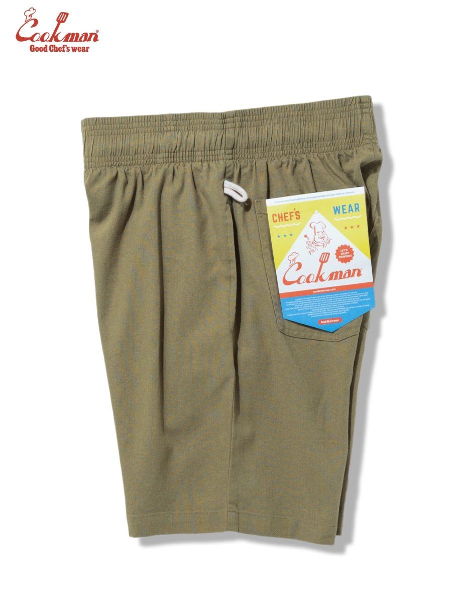 画像4: COOKMAN  シェフパンツ Chef Pants Short Linen Olive (4)