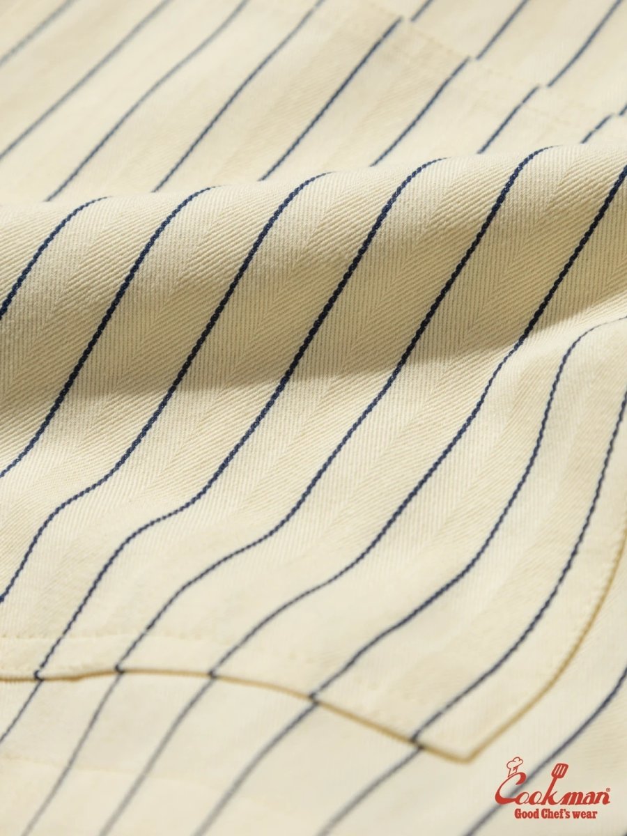 画像20: COOKMAN  シェフパンツ Chef Pants Short Front PocketHerringbone Stripe Cream (20)