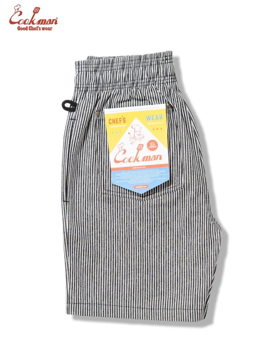 画像13: COOKMAN  シェフパンツ Chef Pants Short Front Pocket Hickory Black (13)