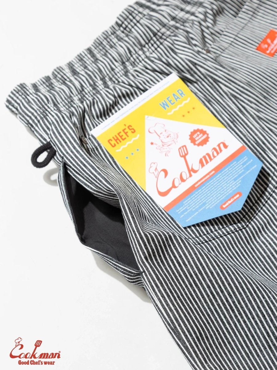 画像18: COOKMAN  シェフパンツ Chef Pants Short Front Pocket Hickory Black (18)