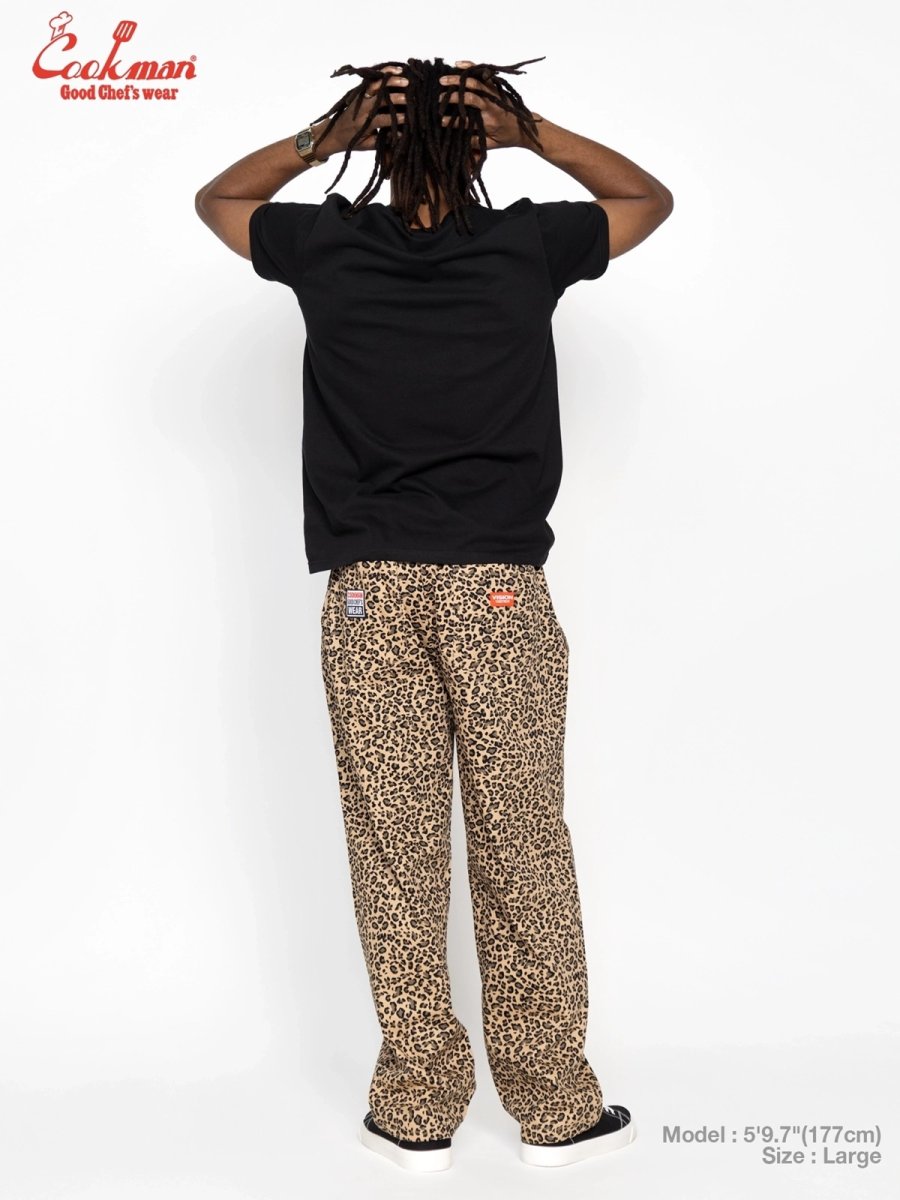 画像7: COOKMAN  シェフパンツ Chef Pants Semiwide Black Belt Vision Leopard Beige (7)