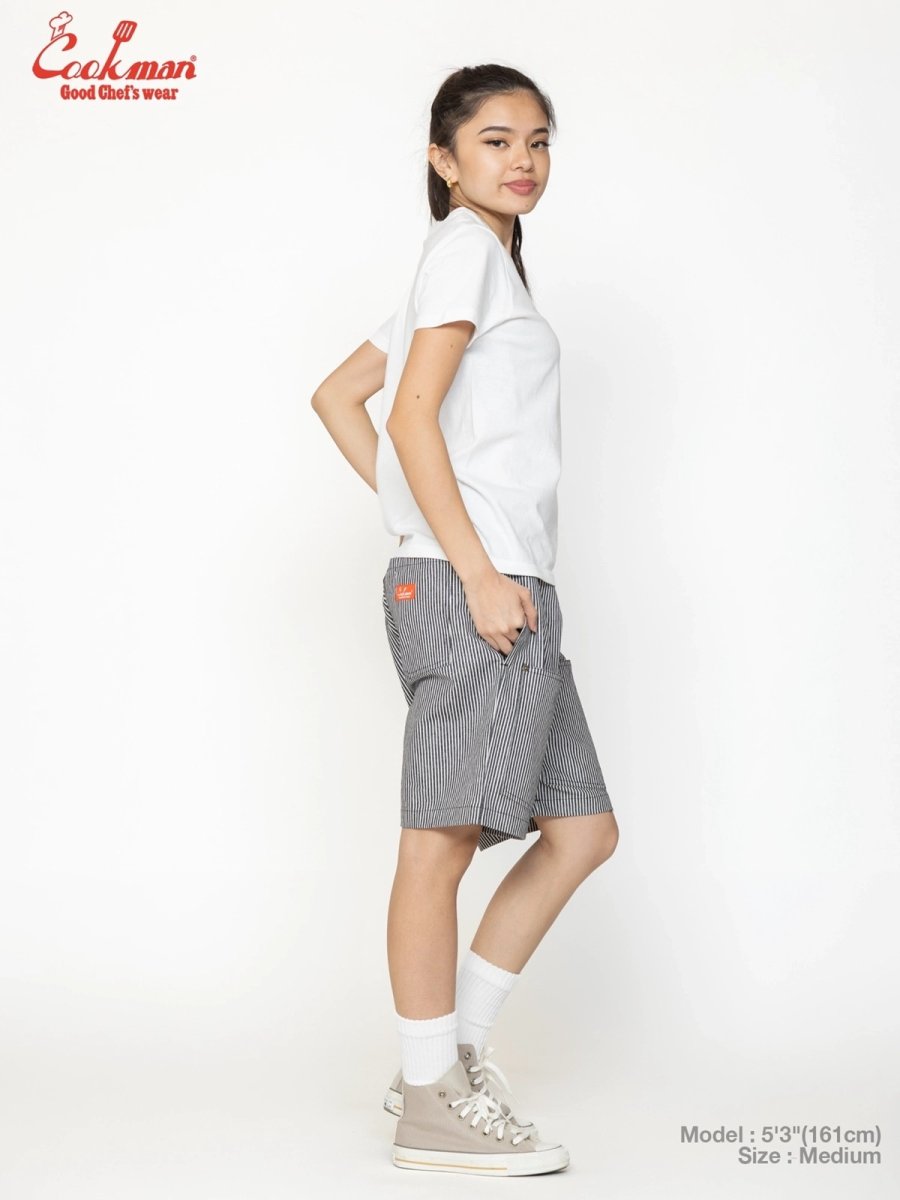 画像10: COOKMAN  シェフパンツ Chef Pants Short Front Pocket Hickory Black (10)