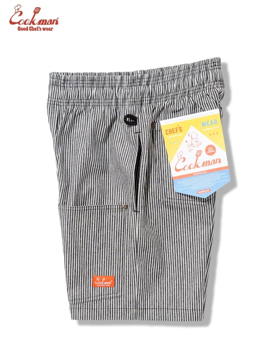 画像14: COOKMAN  シェフパンツ Chef Pants Short Front Pocket Hickory Black (14)