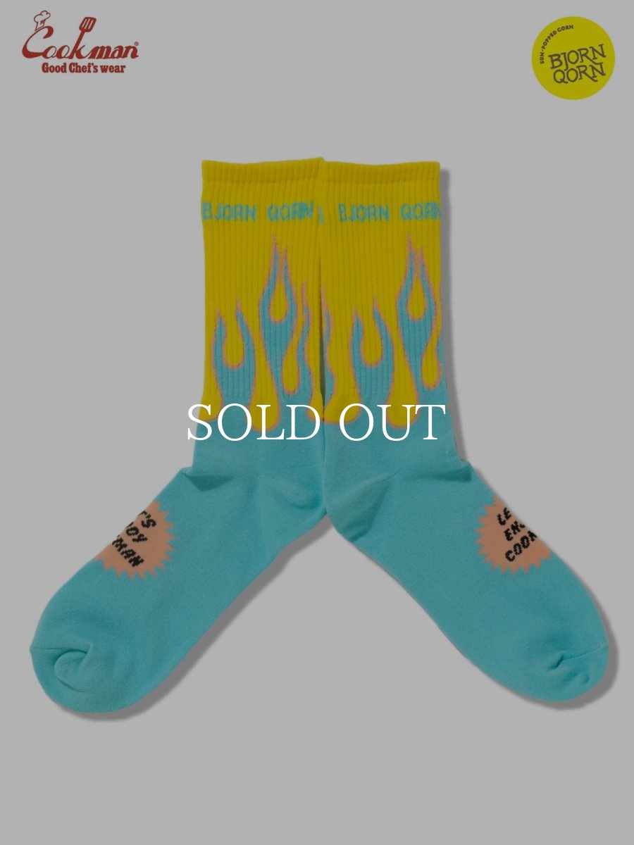 画像1: COOKMAN  ソックス Rib Crew Socks BjornQorn Flame Blue (1)