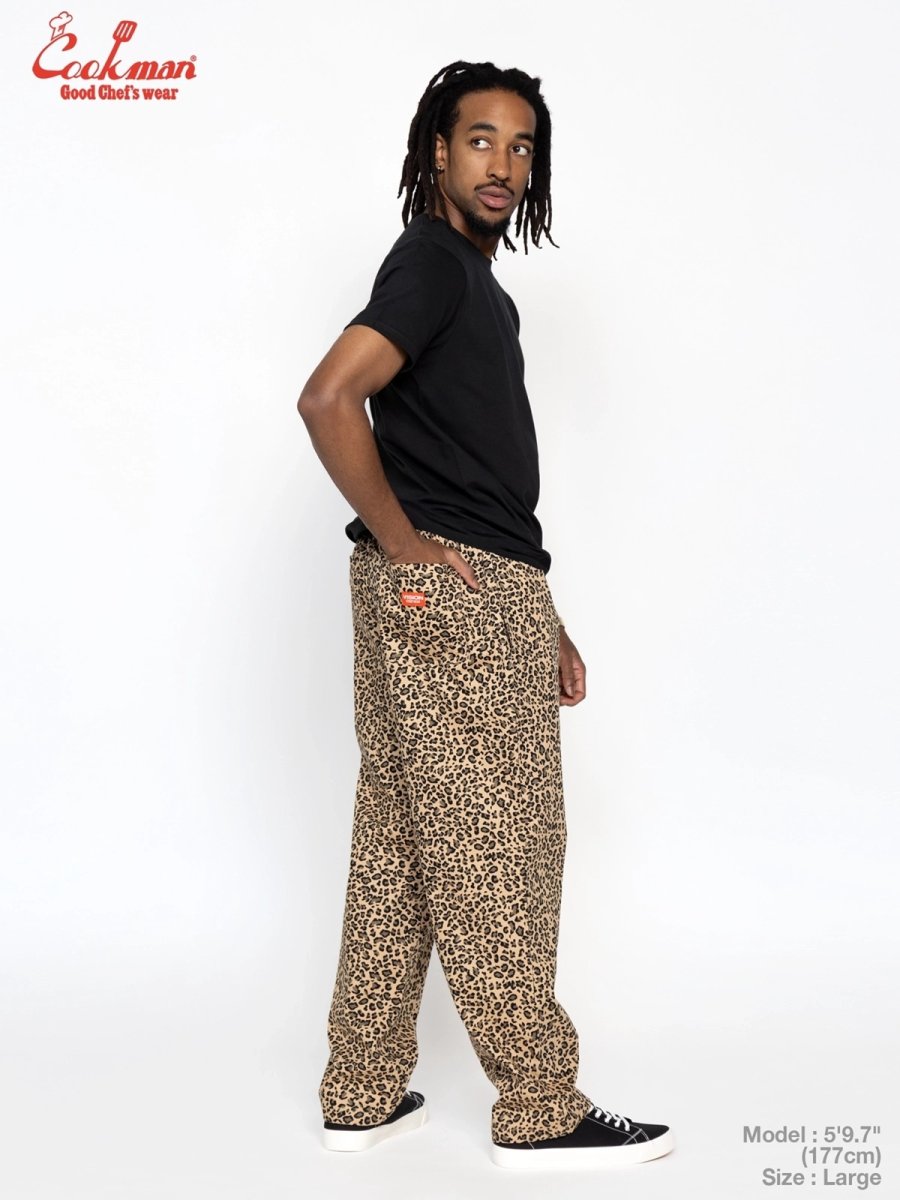 画像8: COOKMAN  シェフパンツ Chef Pants Semiwide Black Belt Vision Leopard Beige (8)