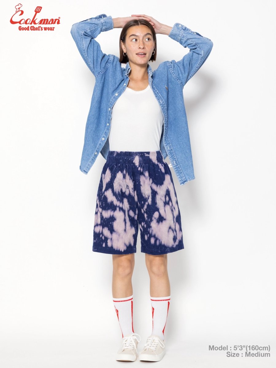 画像13: COOKMAN  シェフパンツ Chef Pants Short Corduroy Bleach Navy (13)