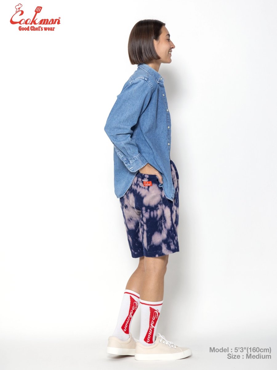 画像14: COOKMAN  シェフパンツ Chef Pants Short Corduroy Bleach Navy (14)