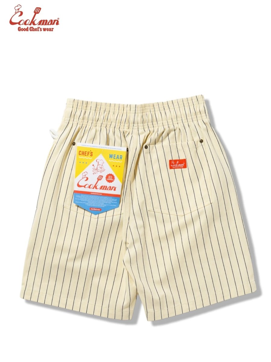 画像3: COOKMAN  シェフパンツ Chef Pants Short Front PocketHerringbone Stripe Cream (3)
