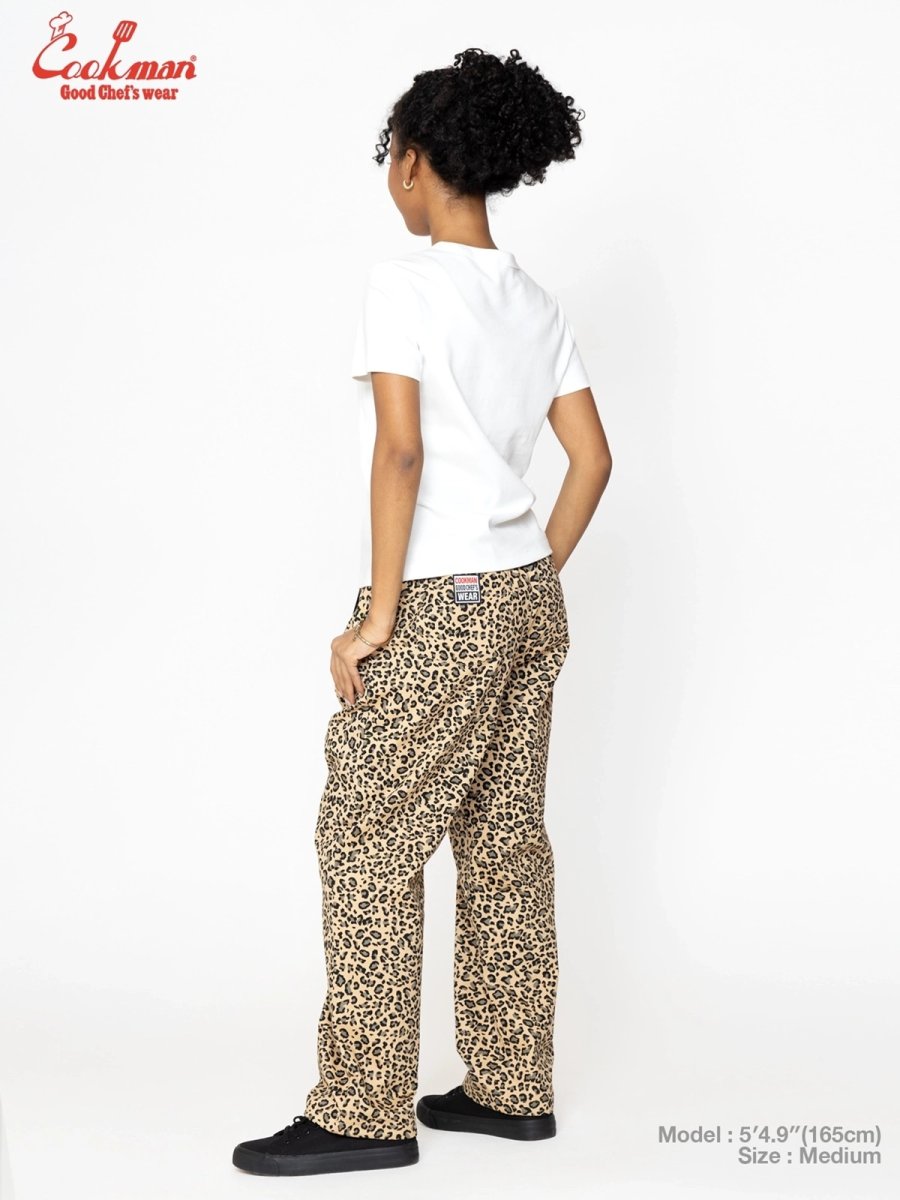 画像10: COOKMAN  シェフパンツ Chef Pants Semiwide Black Belt Vision Leopard Beige (10)