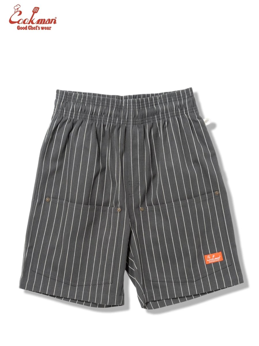 画像1: COOKMAN  シェフパンツ Chef Pants Short Front Pocket Herringbone Stripe Charcoal (1)