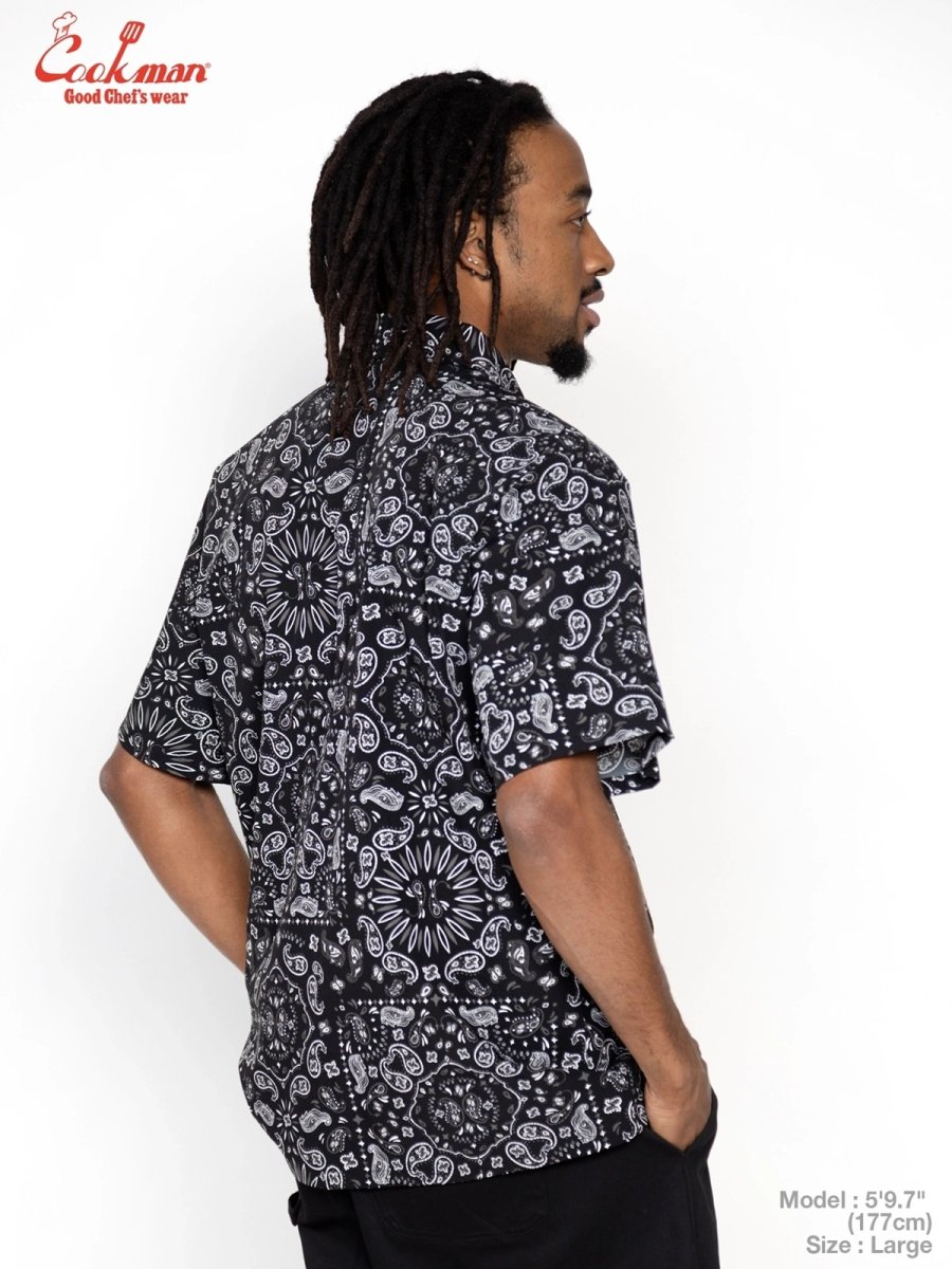 画像4: COOKMAN  ワークシャツ Work Shirts Short Sleeve Light Paisley Black (4)