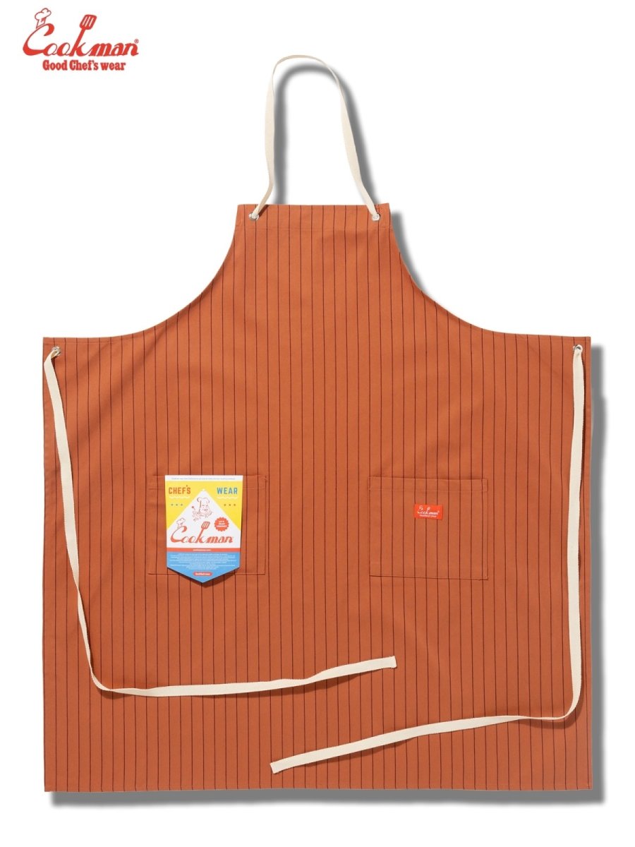 画像1: COOKMAN  ロングエプロン Long Apron Herringbone Stripe Brick (1)