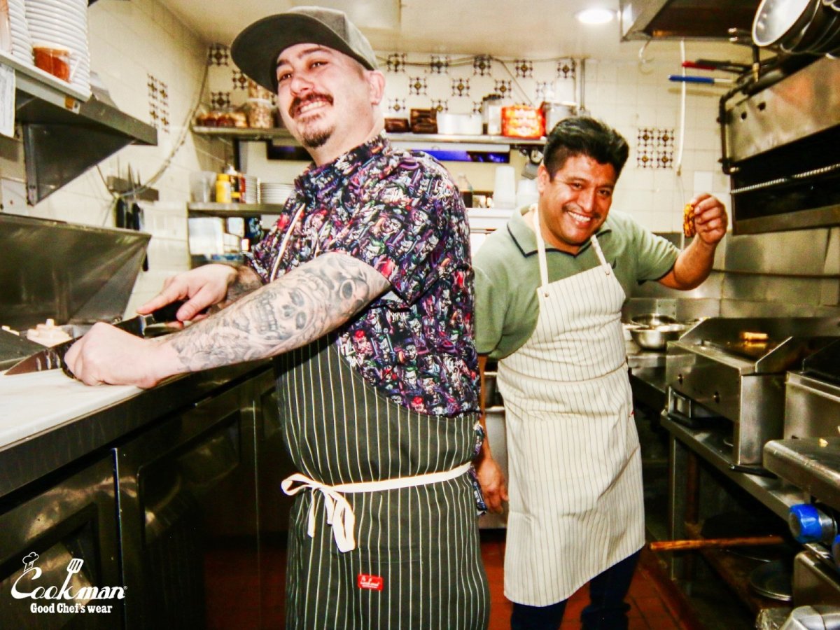 画像9: COOKMAN  ロングエプロン Long Apron Herringbone Stripe Cream (9)