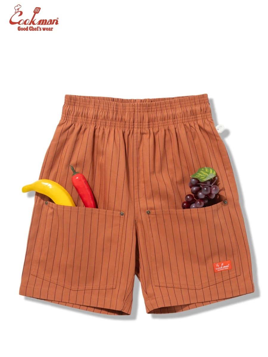 画像2: COOKMAN  シェフパンツ Chef Pants Short Front PocketHerringbone Stripe Brick (2)