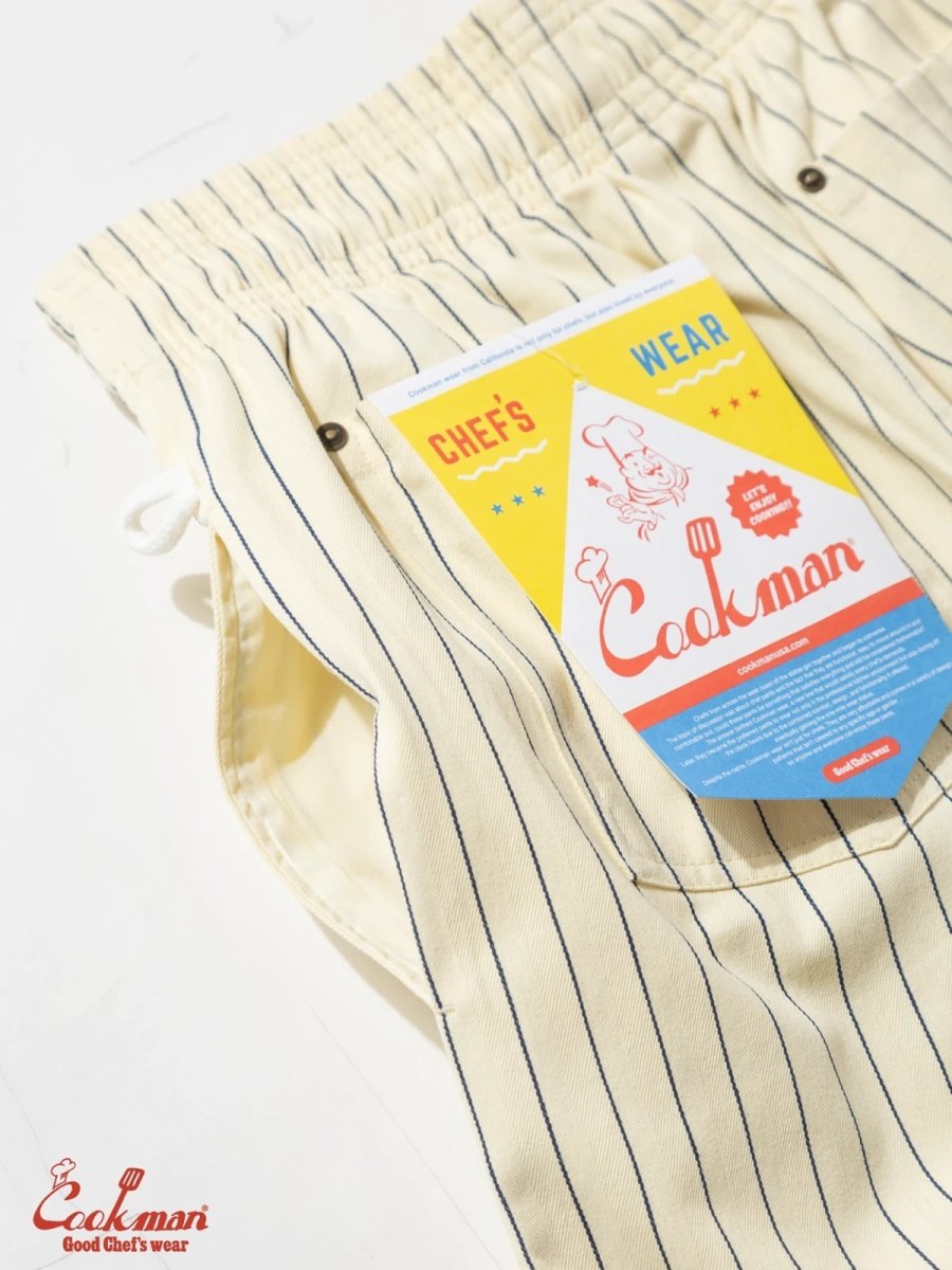 画像18: COOKMAN  シェフパンツ Chef Pants Short Front PocketHerringbone Stripe Cream (18)