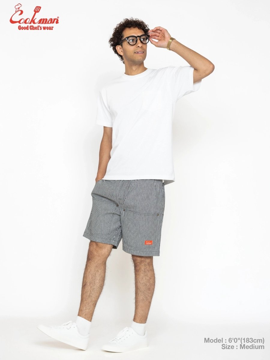 画像8: COOKMAN  シェフパンツ Chef Pants Short Front Pocket Hickory Black (8)